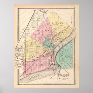 Vintage Map of Toledo OH (1872) Poster