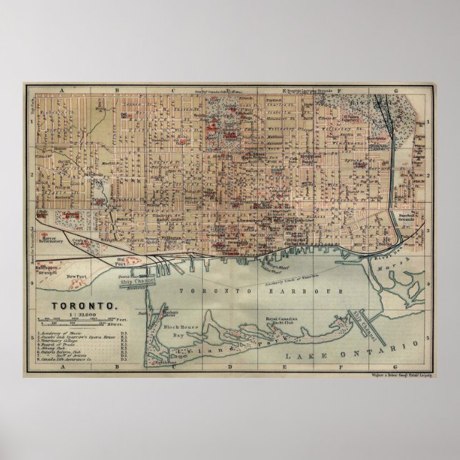 Vintage Map of Toronto (1894) Poster (Front)