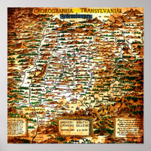 Vintage Map of Transylvania Poster