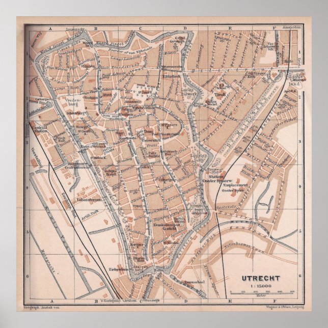 Vintage Map of Utrecht Netherlands (1897) Poster (Front)