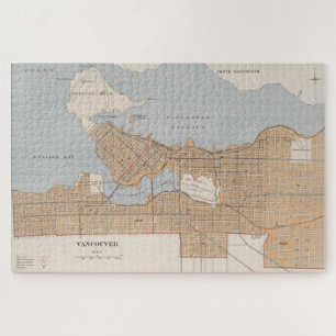 Vintage Map of Vancouver Canada (1915) Jigsaw Puzzle