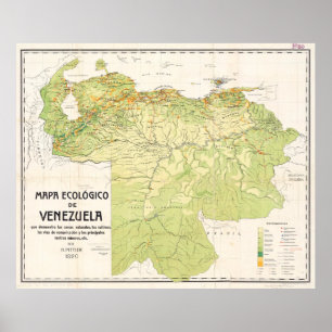Vintage Map of Venezuela (1920) Poster
