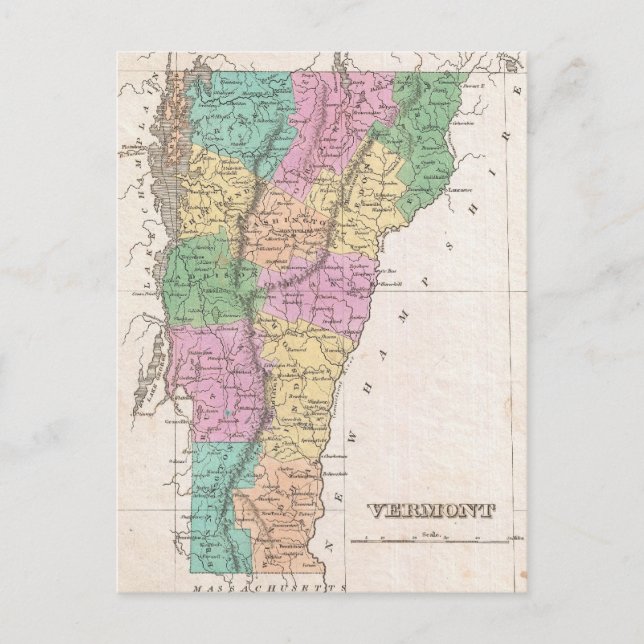 Vintage Map of Vermont (1827) Postcard (Front)