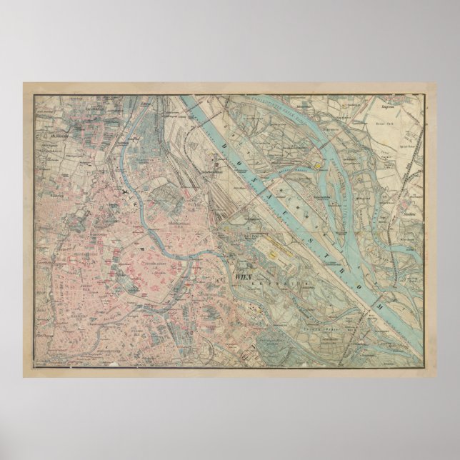 Vintage Map of Vienna Austria (1875) Poster (Front)