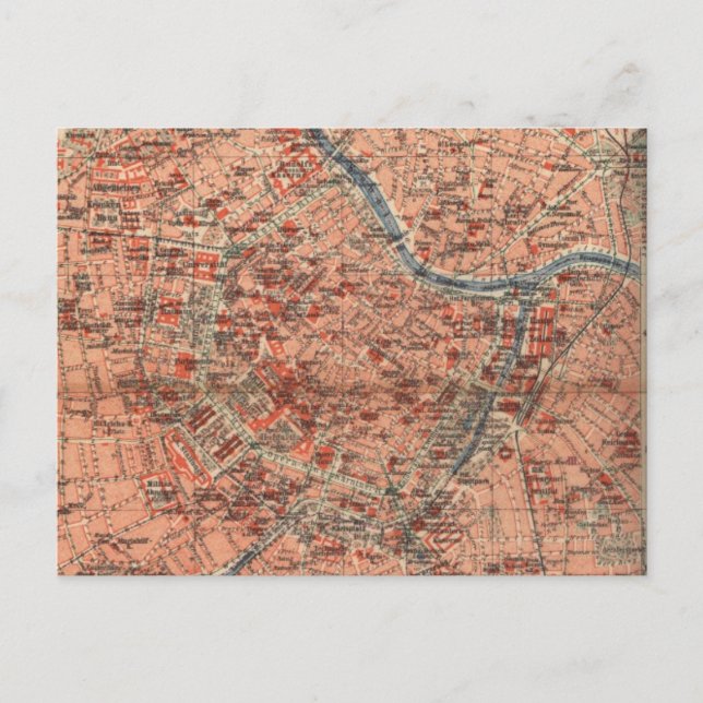 Vintage Map of Vienna Austria (1920) Postcard (Front)
