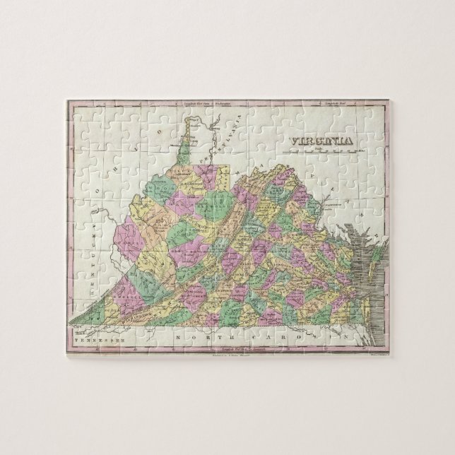 Vintage Map of Virginia (1827) Jigsaw Puzzle (Horizontal)