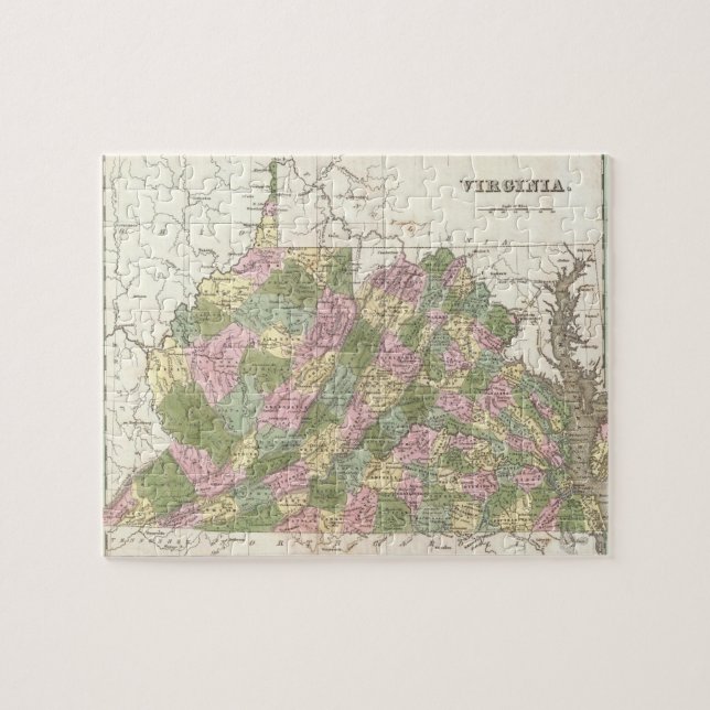 Vintage Map of Virginia (1838) Jigsaw Puzzle (Horizontal)