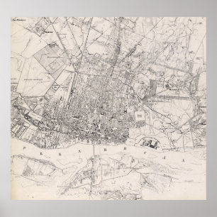 Vintage Map of Warsaw Poland (1836) Poster