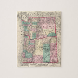 Vintage Map of Washington and Oregon (1875) Jigsaw Puzzle