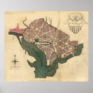 Vintage Map of Washington D.C. (1793) Poster
