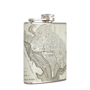 Vintage Map of Washington D.C. (1794) Hip Flask