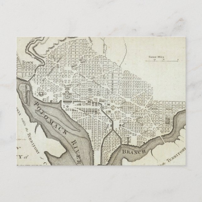 Vintage Map of Washington D.C. (1794) Postcard (Front)