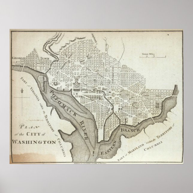 Vintage Map of Washington D.C. (1794) Poster (Front)
