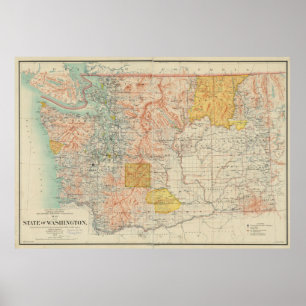 Vintage Map of Washington State (1897) Poster