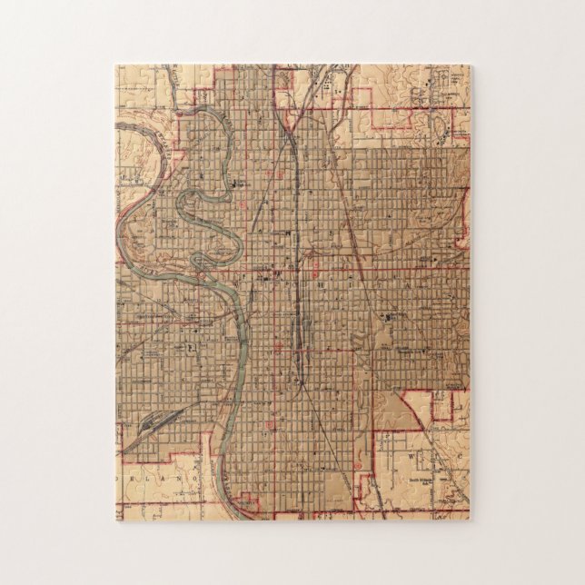 Vintage Map of Wichita Kansas (1943) Jigsaw Puzzle (Vertical)