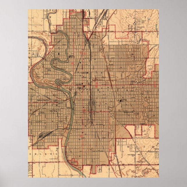 Vintage Map of Wichita Kansas (1943) Poster (Front)