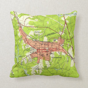 Vintage Map of Williamsburg Virginia (1952) Cushion