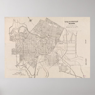 Vintage Map of Wilmington Delaware (1921) Poster