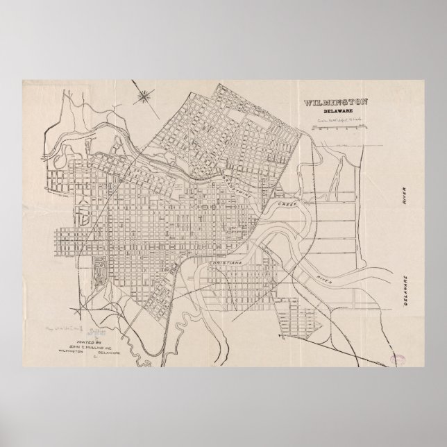 Vintage Map of Wilmington Delaware (1921) Poster (Front)