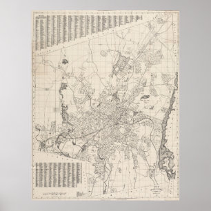 Vintage Map of Worcester Massachusetts (1919) Poster