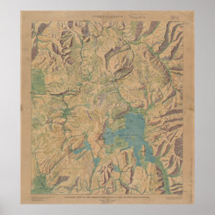 Vintage Map of Yellowstone National Park (1914) Poster