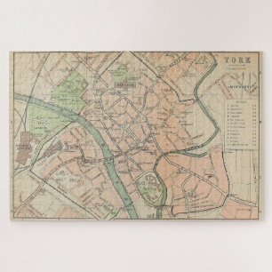 Vintage Map of York England (1890) Jigsaw Puzzle
