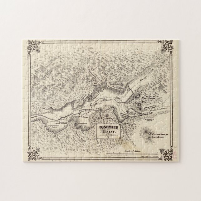 Vintage Map of Yosemite Valley (1879) Jigsaw Puzzle (Horizontal)