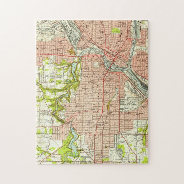 Vintage Map of Youngstown Ohio (1951) Jigsaw Puzzle (Vertical)