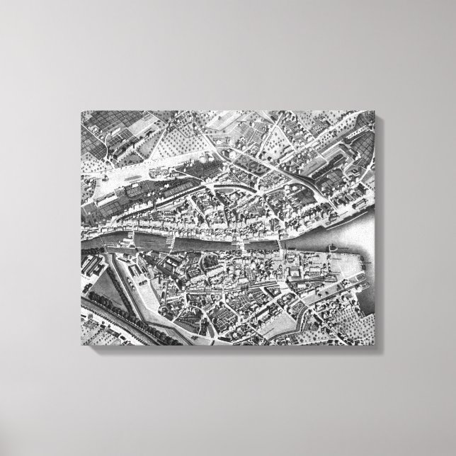 Vintage Map of Zurich Switzerland (1850) Canvas Print (Front)