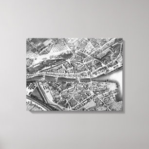 Vintage Map of Zurich Switzerland (1850) Canvas Print