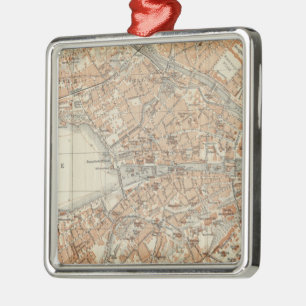 Vintage Map of Zurich Switzerland (1913) Metal Tree Decoration