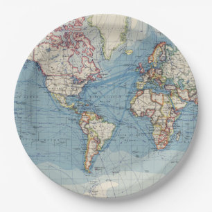Vintage Map Paper Plates