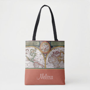 Vintage Map Personalised Tote Bag
