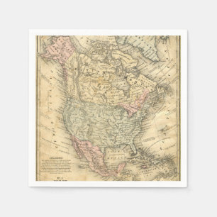 Vintage Map Print of North America Napkin
