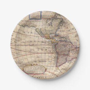 Vintage Map Print Paper Plate