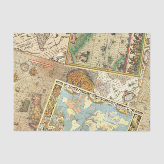 Vintage Map Print Tissue Paper (Front)