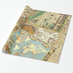 Vintage Map Print Wrapping Paper