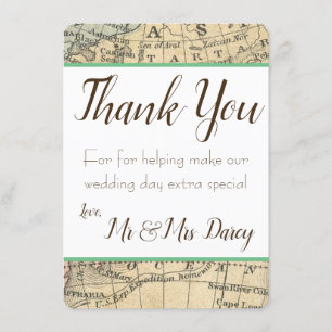 Vintage Map Thank You Card