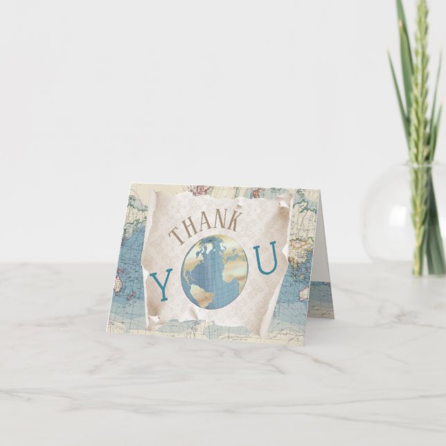 Vintage Map Thank You Cards (Front)