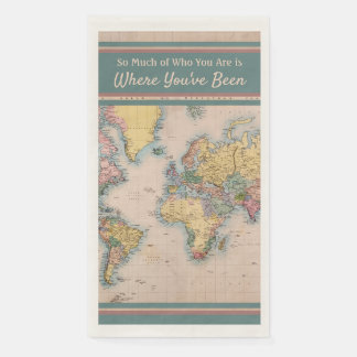 Vintage Map World Atlas Travel Lover's Napkin