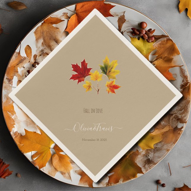 Vintage maple leaves- fall in love napkin (Creator Uploaded)