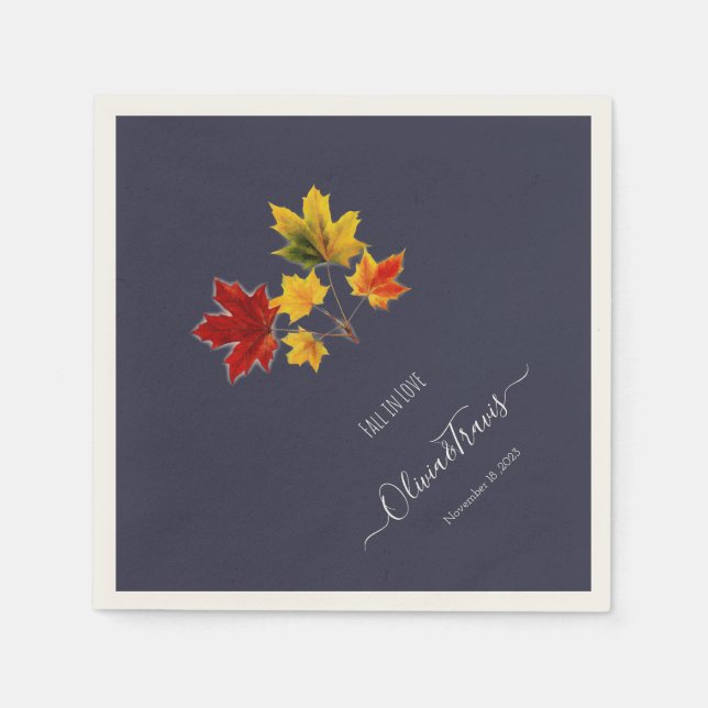 Vintage maple leaves- fall in love napkin (Front)