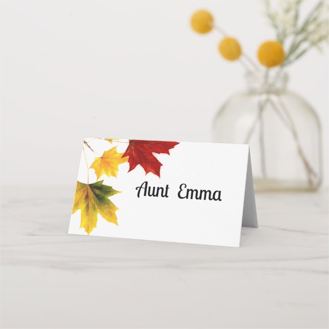 Vintage Maple Leaves Place Card (Front)