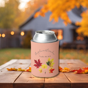 Vintage Maple leaves -wedding Can Cooler