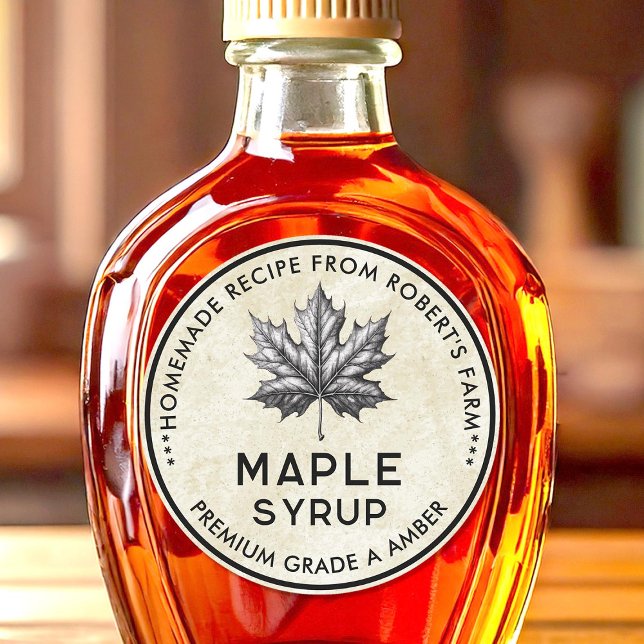 Vintage maple syrup canning label with leaf (Creator Uploaded)