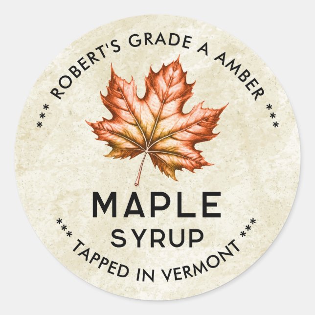 Vintage maple syrup label with leaf (Front)