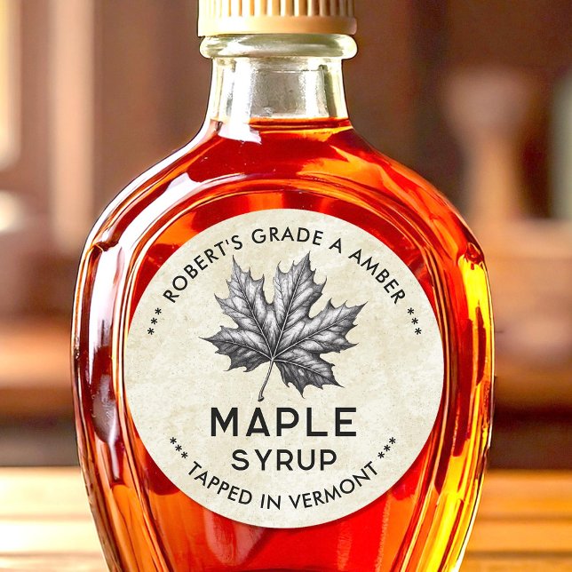 Vintage maple syrup label with leaf (Creator Uploaded)