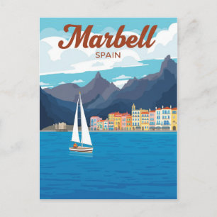Vintage Marbella Spain Travel Poster Postcard