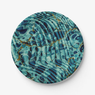 Vintage Marbled Bookbinding Endpaper Paper Plate