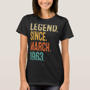 Vintage March 1963 Birthday 60 Years Old Made In T-Shirt